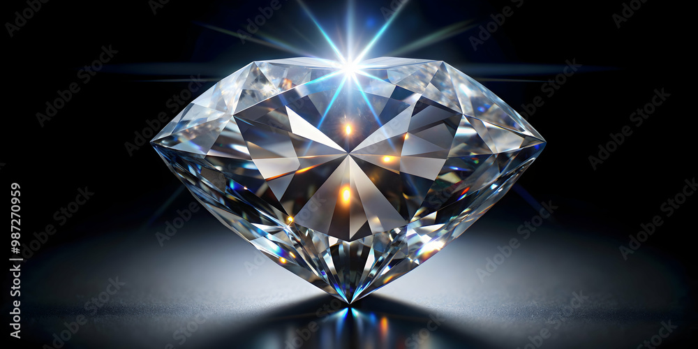Luxurious and radiant diamond in brilliant cut set against a black background for a crystal-clear image Luxurious and radiant diamond in brilliant cut set against a black background for a crystal-clear image