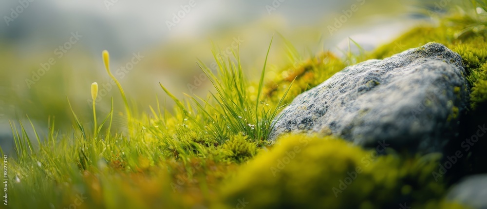 A rocky scene with a hazy rock impression