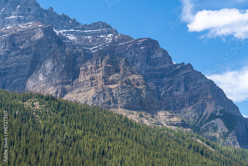 Scenic view on Plain of Six Glaciers route, Lake Louise, Canada photo