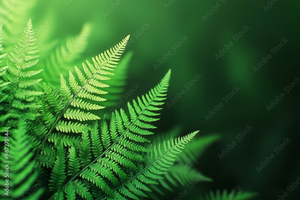 Close-up of green fern leaves on a soft blurred background. Close-up of green fern leaves on a soft blurred background.