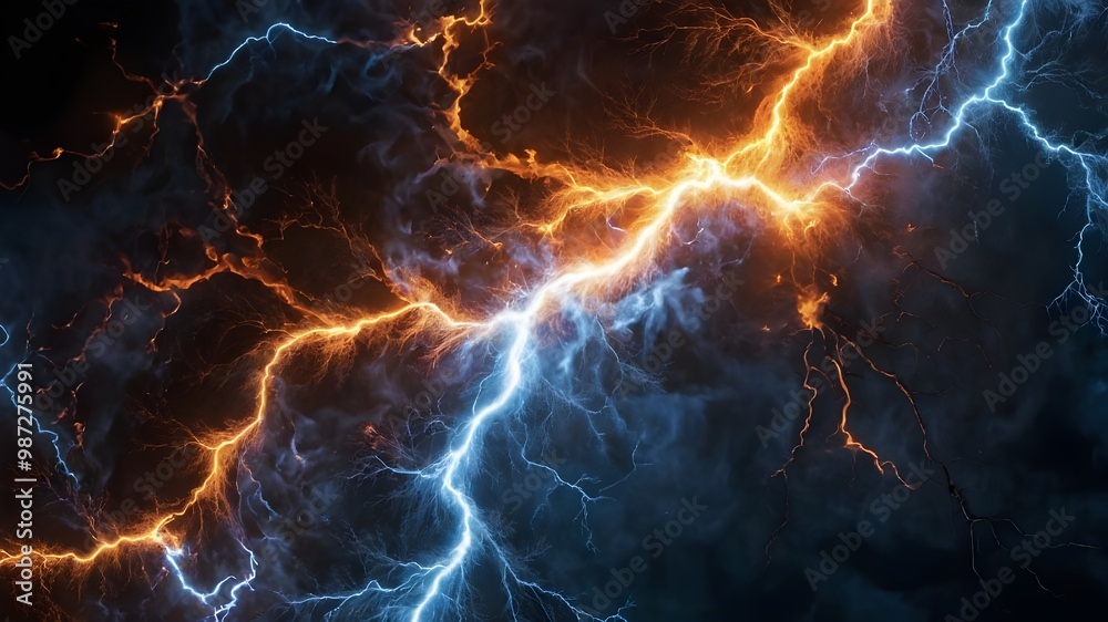 Fire and Ice Fractal Lightning, Plasma Power Background Fire and Ice Fractal Lightning, Plasma Power Background