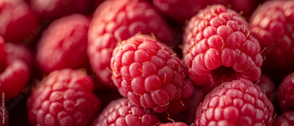 A single pile of raspberries, some resting atop others A single pile of raspberries, some resting atop others