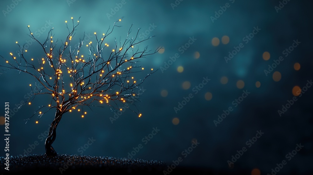 custom made wallpaper toronto digitalEnchanted Tree with Lights in Mystical Setting