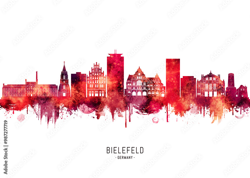 Bielefeld Germany Skyline Red