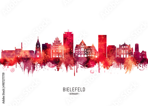 Obraz na płótnie Bielefeld Germany Skyline Red w salonie