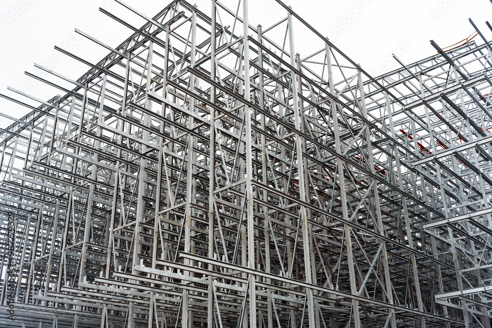Close up photograph of steel structure clad rack warehouse Close up photograph of steel structure clad rack warehouse