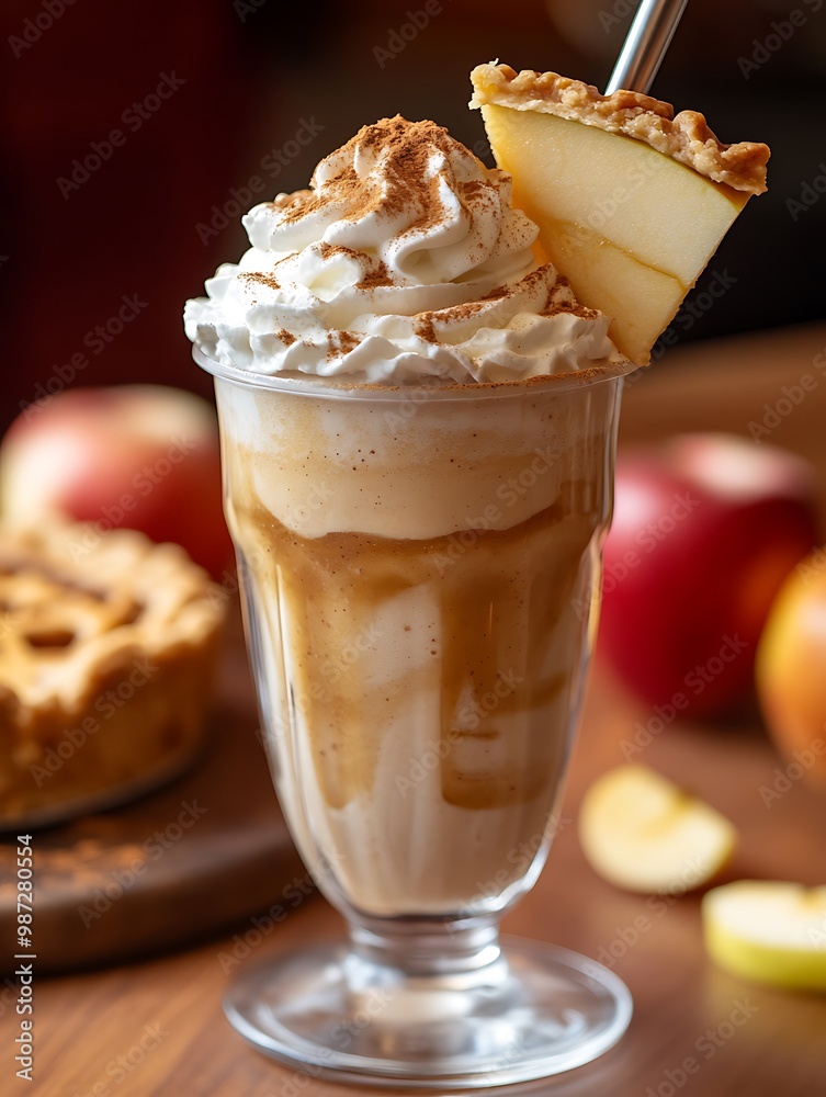 Apple Pie Delight: A milkshake infused with apple pie filling, topped with a slice of apple pie, whipped cream, and a sprinkle of cinnamon. Apple Pie Delight: A milkshake infused with apple pie filling, topped with a slice of apple pie, whipped cream, and a sprinkle of cinnamon.