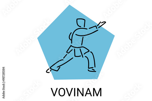 vovinam sport vector line icon. vovinam fighter sport. sign. sport pictogram illustration photo