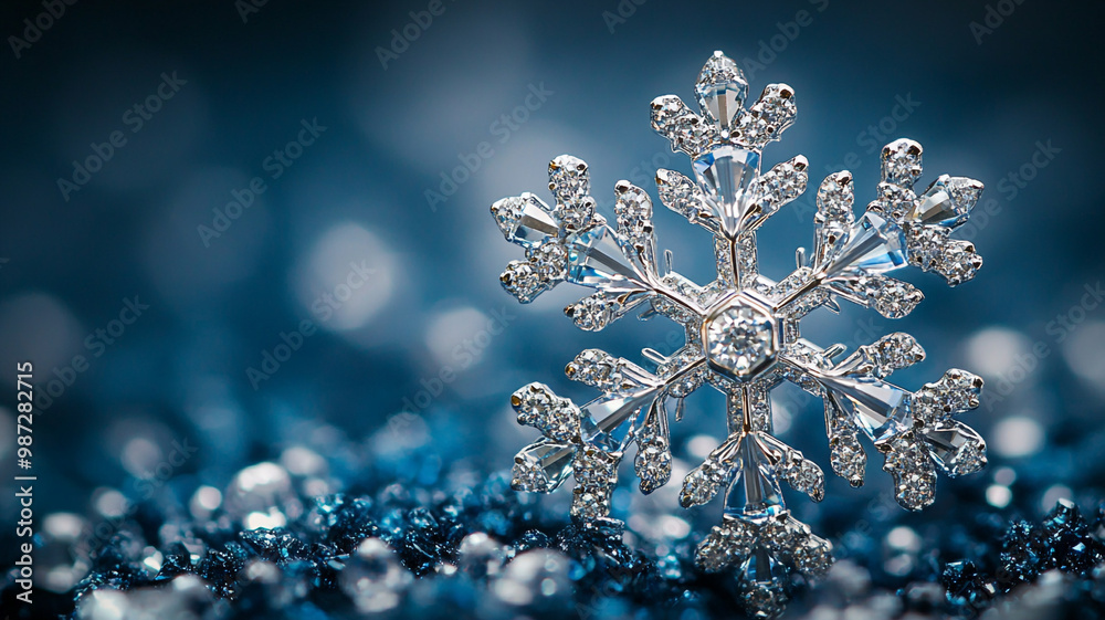 A snowflake made of a diamond. Advertising of diamonds. A snowflake made of a diamond. Advertising of diamonds.