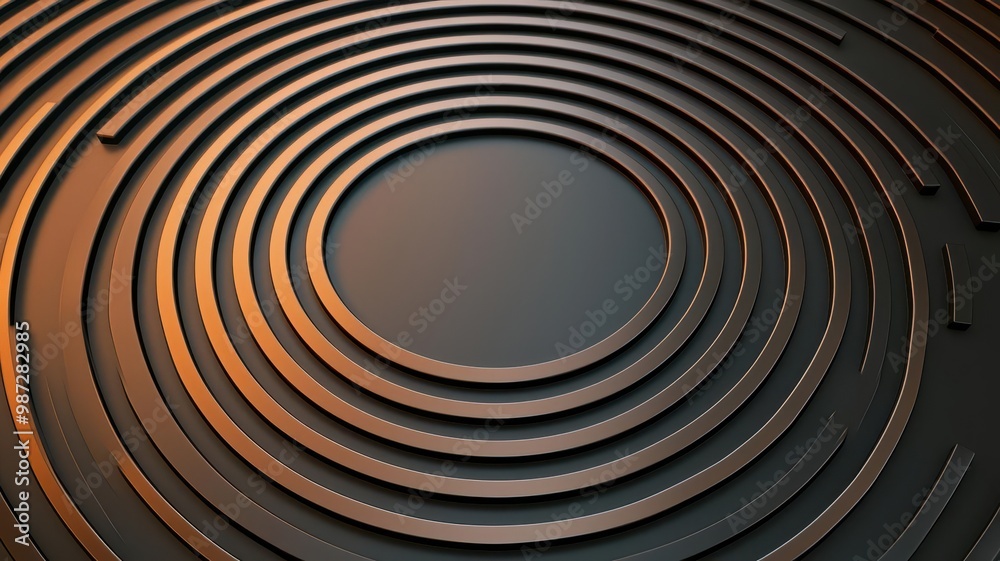 Closeup of a cylindrical machine part, with concentric rings and grooved patterns, creating a sleek, geometric industrial design, 3D illustration Closeup of a cylindrical machine part, with concentric rings and grooved patterns, creating a sleek, geometric industrial design, 3D illustration