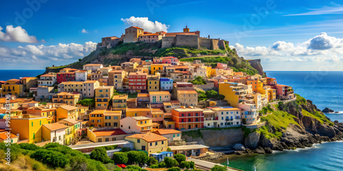 Cityscape of Castelsardo town in summer on the island of Sardinia, Italy , Castelsardo, town, cityscape