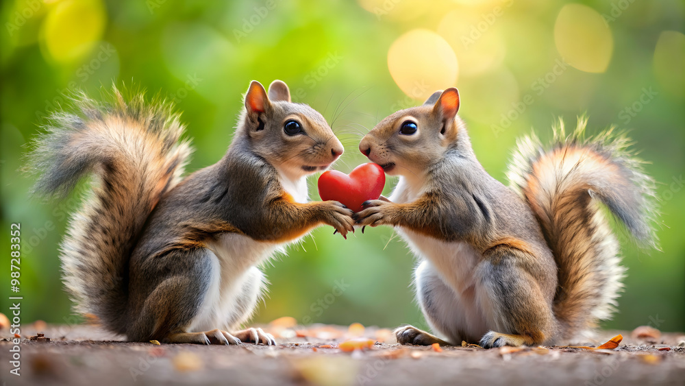 Two adorable squirrels holding a heart together in a cute and loving gesture , squirrel, heart, love, cute, animals Two adorable squirrels holding a heart together in a cute and loving gesture , squirrel, heart, love, cute, animals