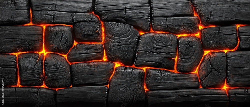 Black textured surface with glowing cracks Black textured surface with glowing cracks
