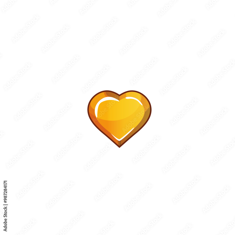 Golden heart icon flat vector design Golden heart icon flat vector design