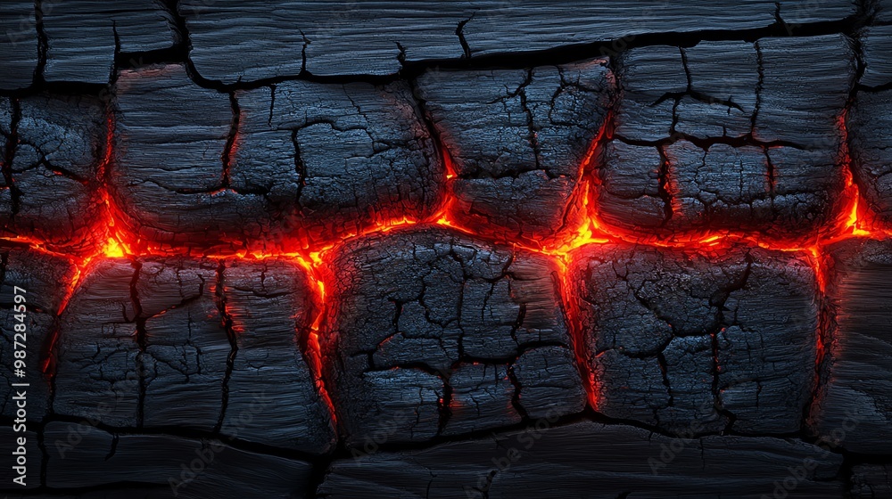 Cracked lava flow background, fiery details Cracked lava flow background, fiery details