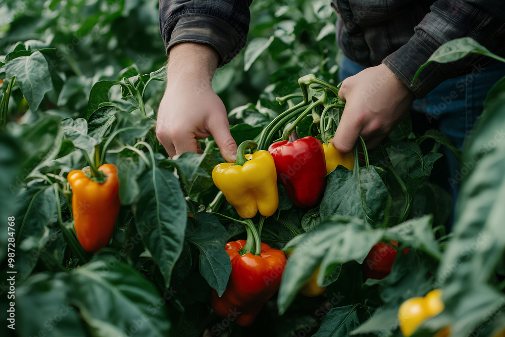 Fototapeta premium paprika being harvested