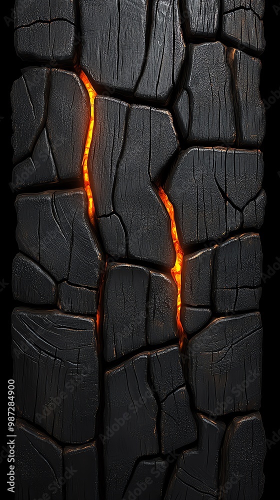 Cracked stone with glowing orange fissure Cracked stone with glowing orange fissure