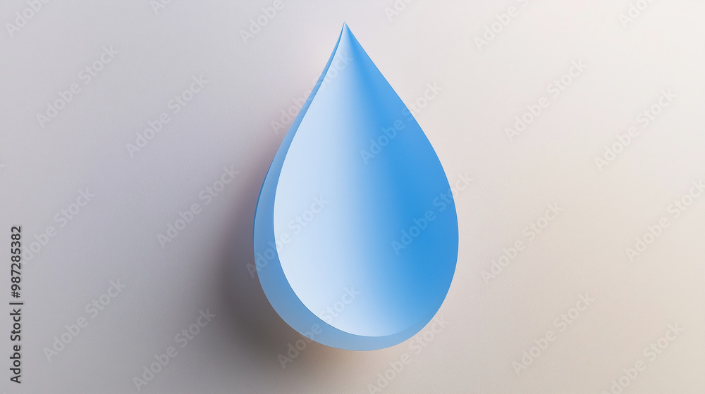 A single teardrop shape in blue on a light grey background , minimalist cards without words A single teardrop shape in blue on a light grey background , minimalist cards without words