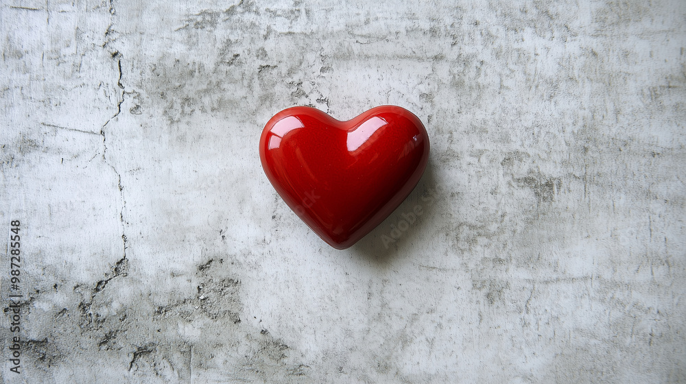 A simple heart shape in red on a light grey background , minimalist cards without words A simple heart shape in red on a light grey background , minimalist cards without words