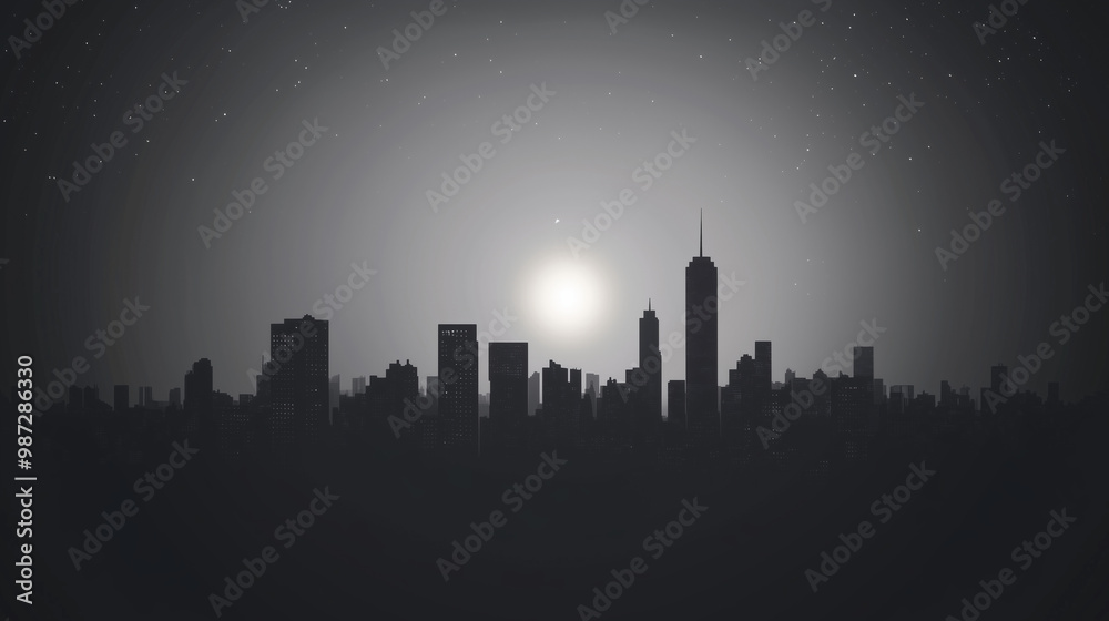 A minimalist skyline silhouette in dark grey with a light gradient background , minimalistic and beautiful flyers A minimalist skyline silhouette in dark grey with a light gradient background , minimalistic and beautiful flyers