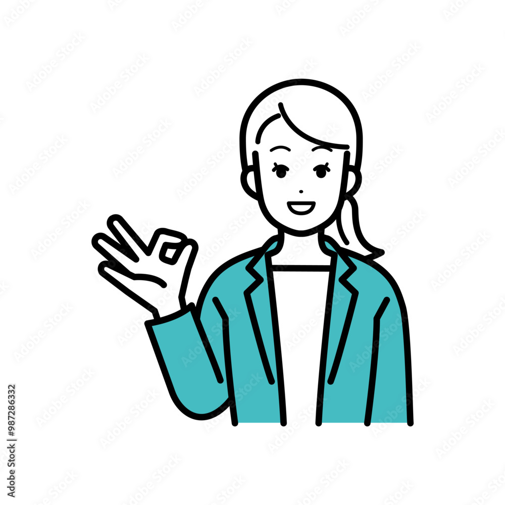 Illustration of businessperson woman posing OK.
Illustration of businessperson woman posing OK.