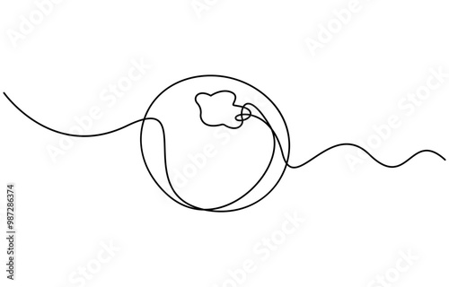 Blueberry vector illustration. One line drawing art illustration with lettering organic blueberry. Blueberries in continuous line art drawing style. Group of blueberry fruits and leaves minimalist 