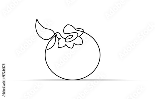 Blueberry vector illustration. One line drawing art illustration with lettering organic blueberry. Blueberries in continuous line art drawing style. Group of blueberry fruits and leaves minimalist 