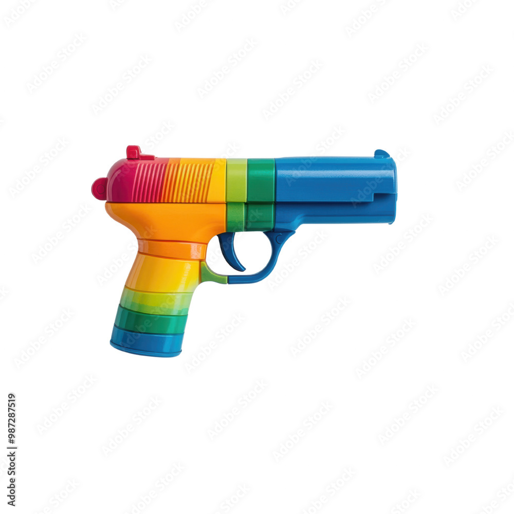 Colorful Toy Gun with Bright Rainbow Design on transparent Background Colorful Toy Gun with Bright Rainbow Design on transparent Background
