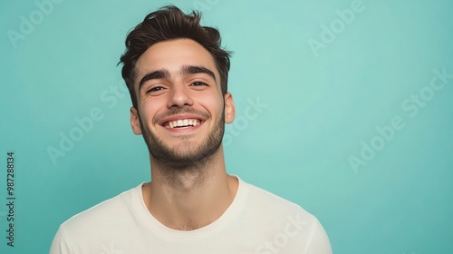 A young man smiles for the camera.