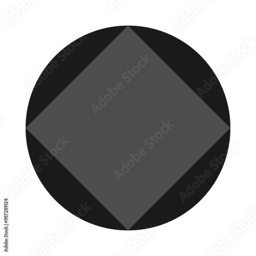 Diagonal Square Inside Circle Grey Icon