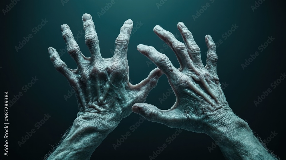 Eerie, Twisted Hands Emerging From Darkness, A Haunting Vision of Horror and Fear, Slow, Deliberate Movements Fuel the Terror, Ominous Presence of Shadows, A Glimmer of Light Offers No Escape Eerie, Twisted Hands Emerging From Darkness, A Haunting Vision of Horror and Fear, Slow, Deliberate Movements Fuel the Terror, Ominous Presence of Shadows, A Glimmer of Light Offers No Escape