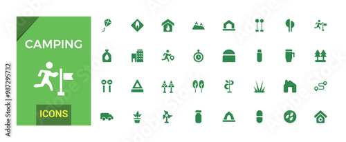 Camping icon collection. Camp, tent, fishing, picnic and more, filled icon set, glyph for web and ui. Solid icon set. Vector illustration.