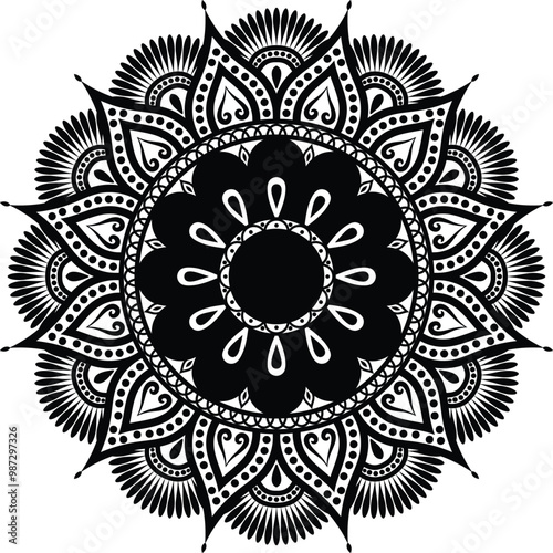 Beautiful circle pattern mandala art isolated on a white background, Indian style mandala art for festival decoration, decoration elements for meditation poster, henna, tattoo art