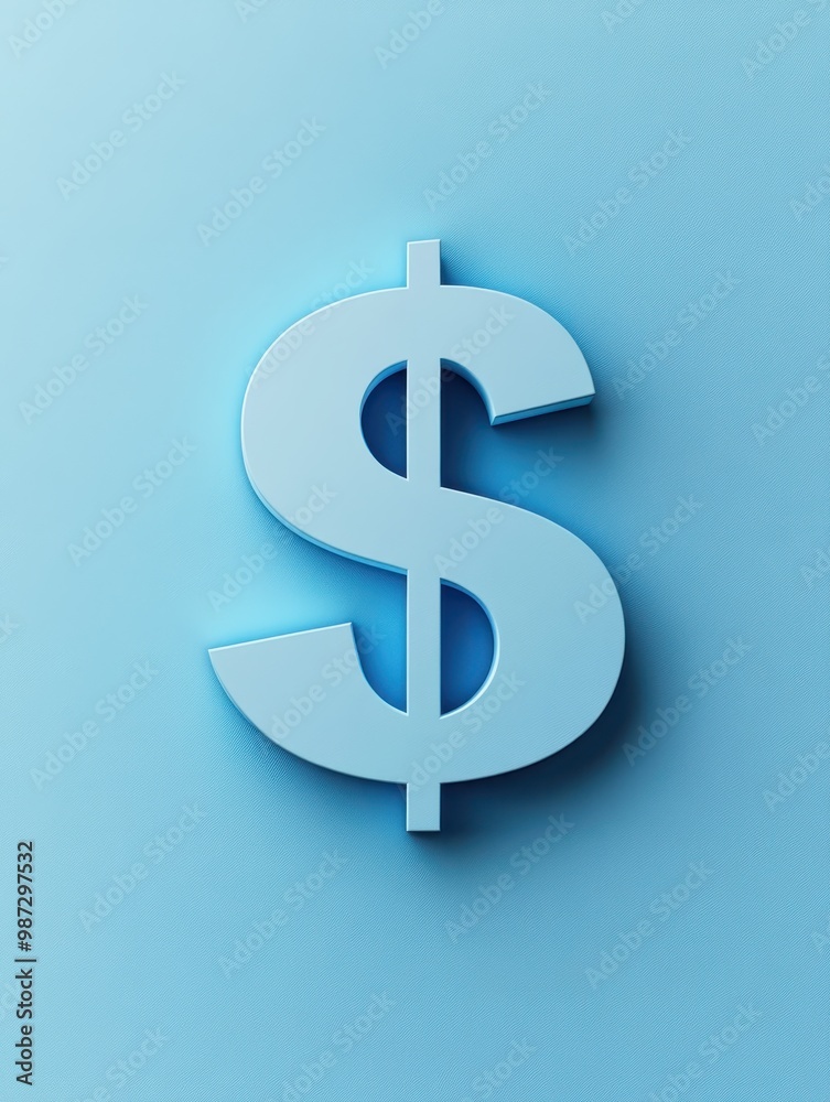 Fototapeta premium A blue dollar sign is on a blue background