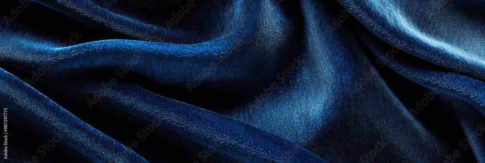Soft velvet fabric texture in deep blue with visible fibers and a luxurious sheen