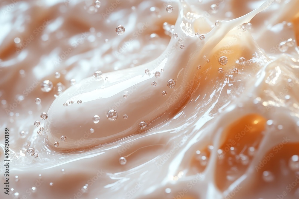 Creamy Splash: Abstract Close-up of a creamy liquid with a captivating splash, showcasing its luxurious texture and smooth consistency. Perfect for beauty, skincare, and product advertising. Creamy Splash: Abstract Close-up of a creamy liquid with a captivating splash, showcasing its luxurious texture and smooth consistency. Perfect for beauty, skincare, and product advertising.