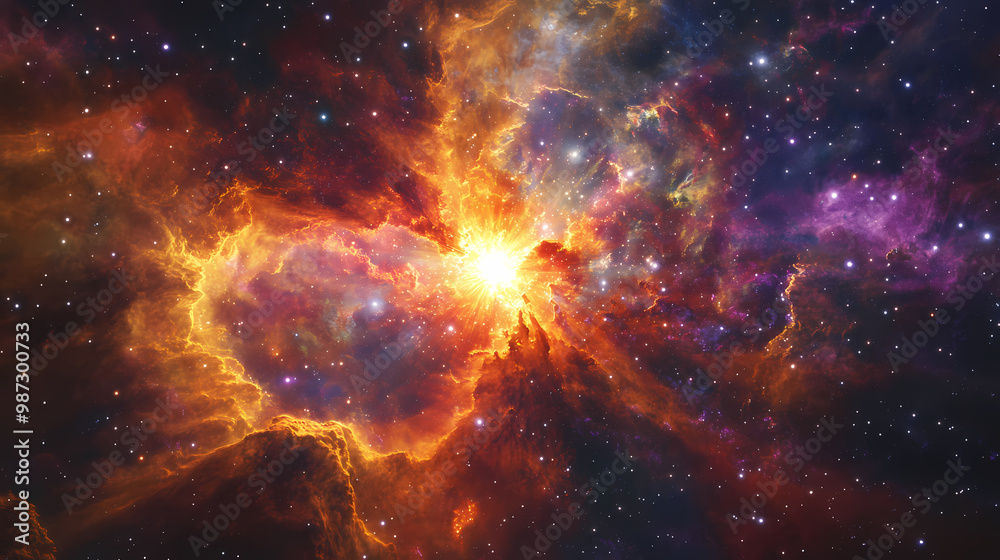 Naklejka premium Generative AI, Dramatic Supernova Eruption Lighting Up the Cosmos