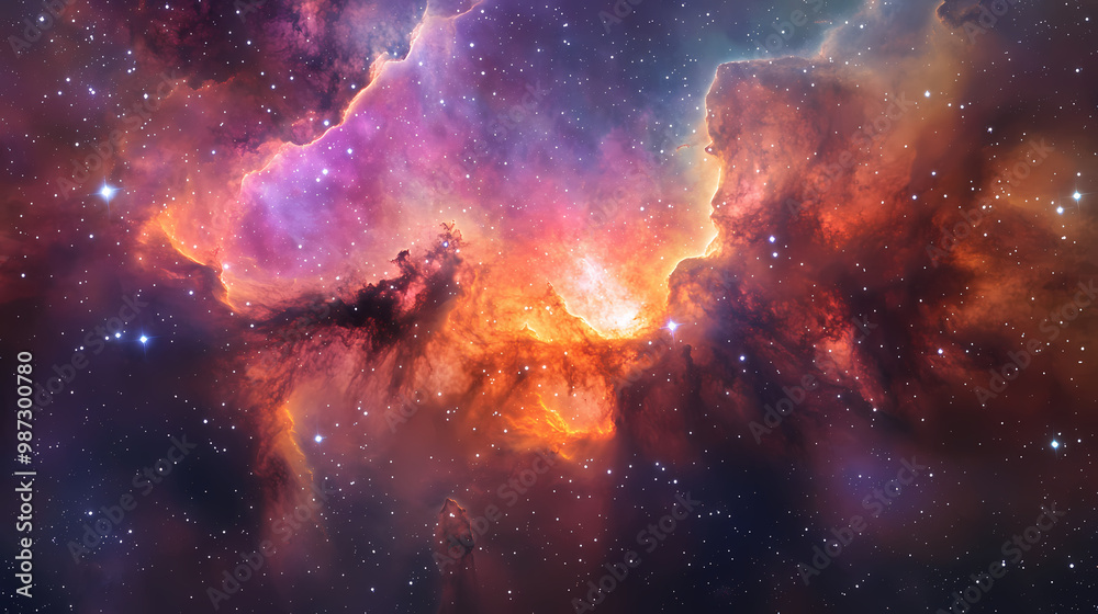 Generative AI, Intricate Nebula Clouds with Distant Stars and Galaxies