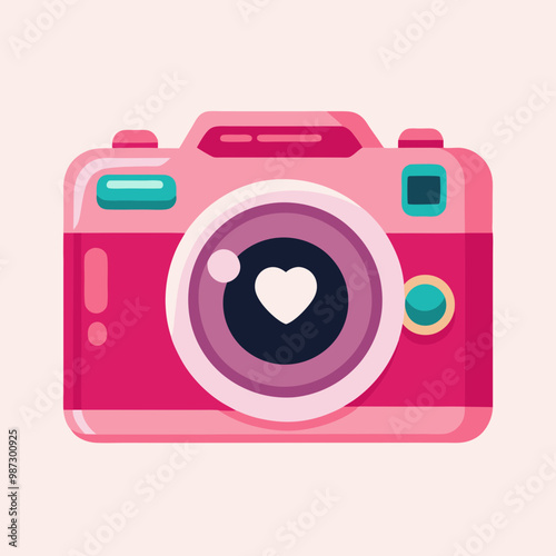 Camera icon, Valentines day related vector stock illustration