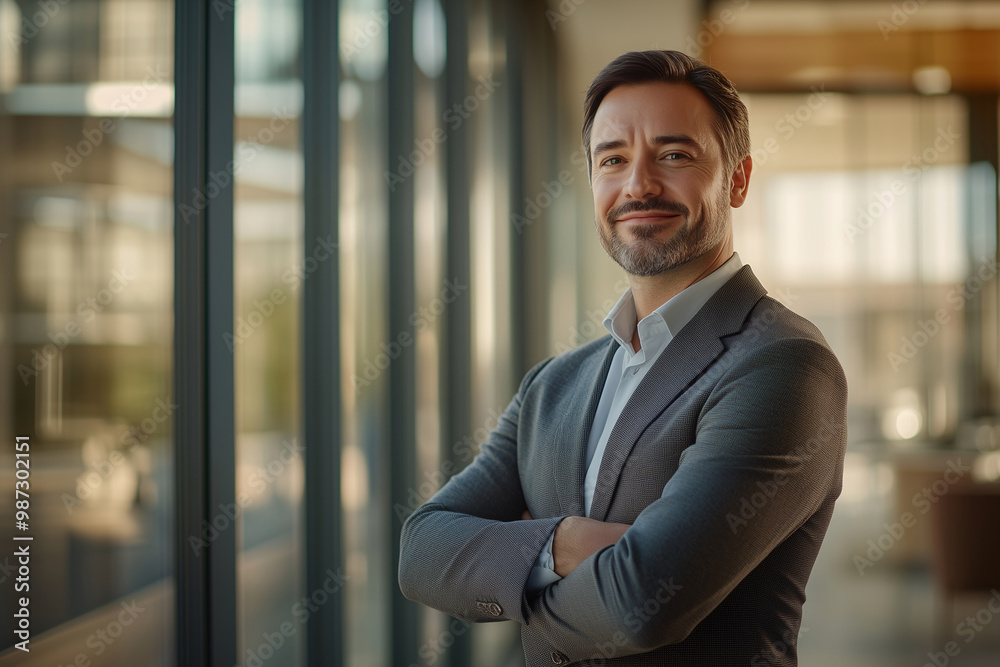 Confident businessman in formal attire posing with folded arms Confident businessman in formal attire posing with folded arms
