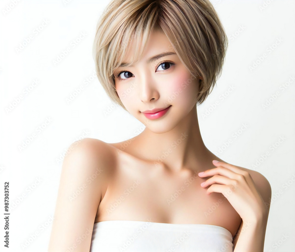 白いチューブトップの美女 白いチューブトップの美女