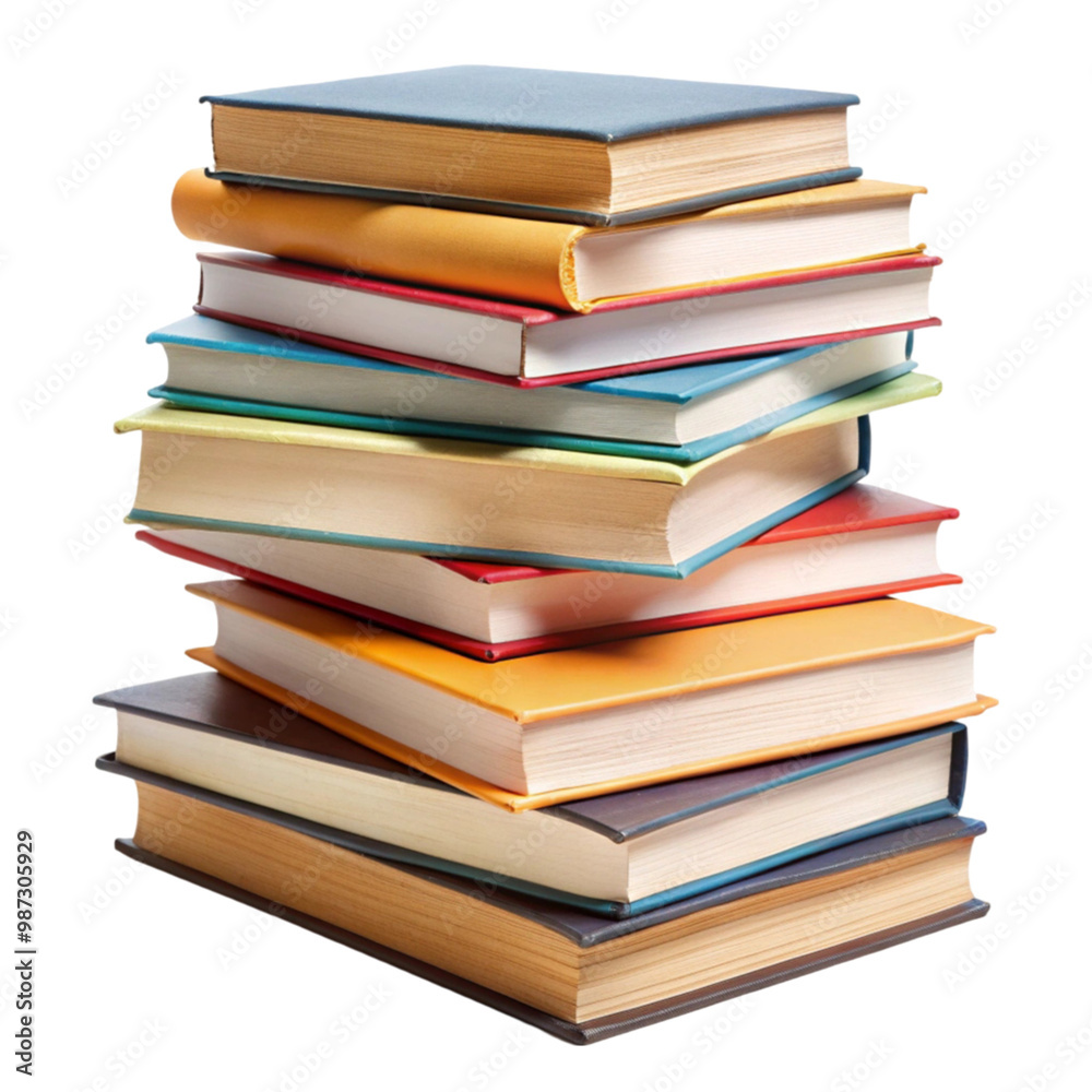 Pile of student books isolated on transparent background Pile of student books isolated on transparent background