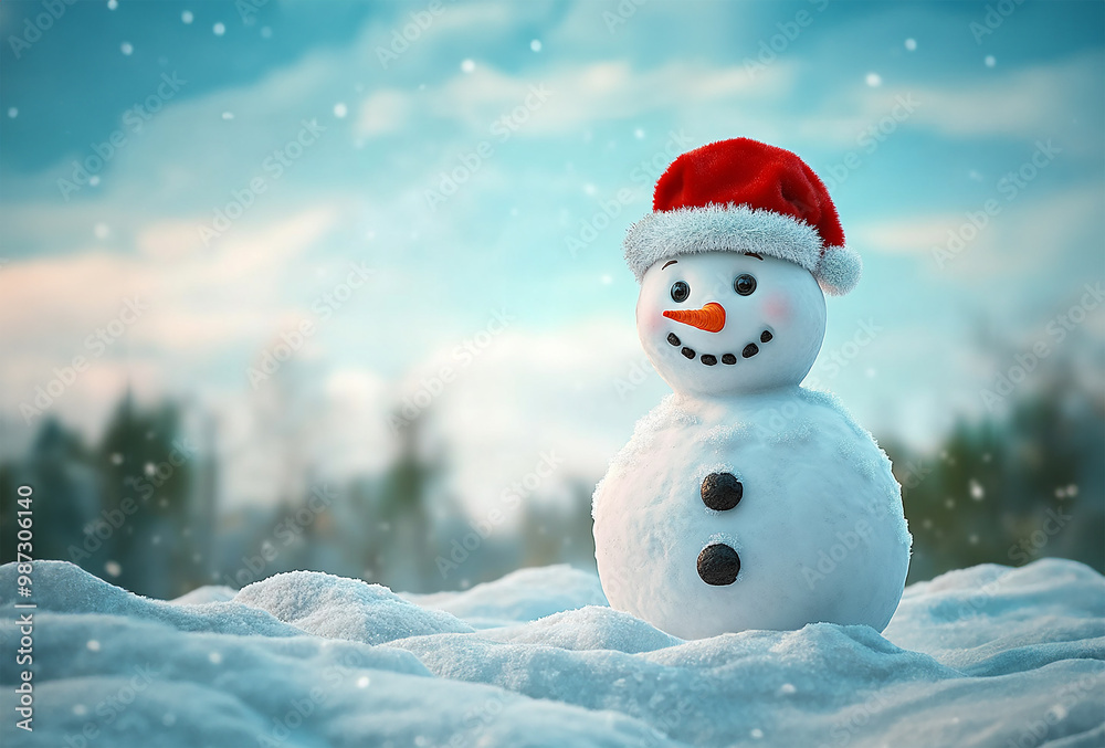 Obraz premium Snowman, Christmas, copy space for ads