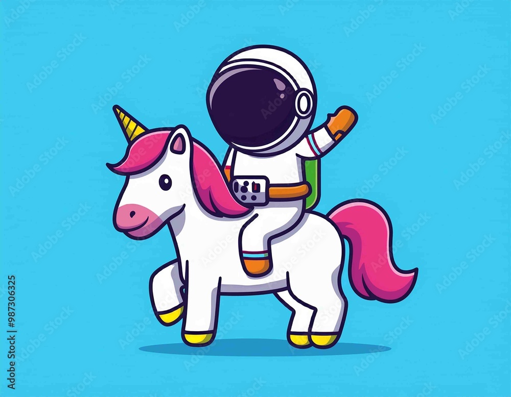 Astronaut Riding Unicorn Cartoon Vector Astronaut Riding Unicorn Cartoon Vector