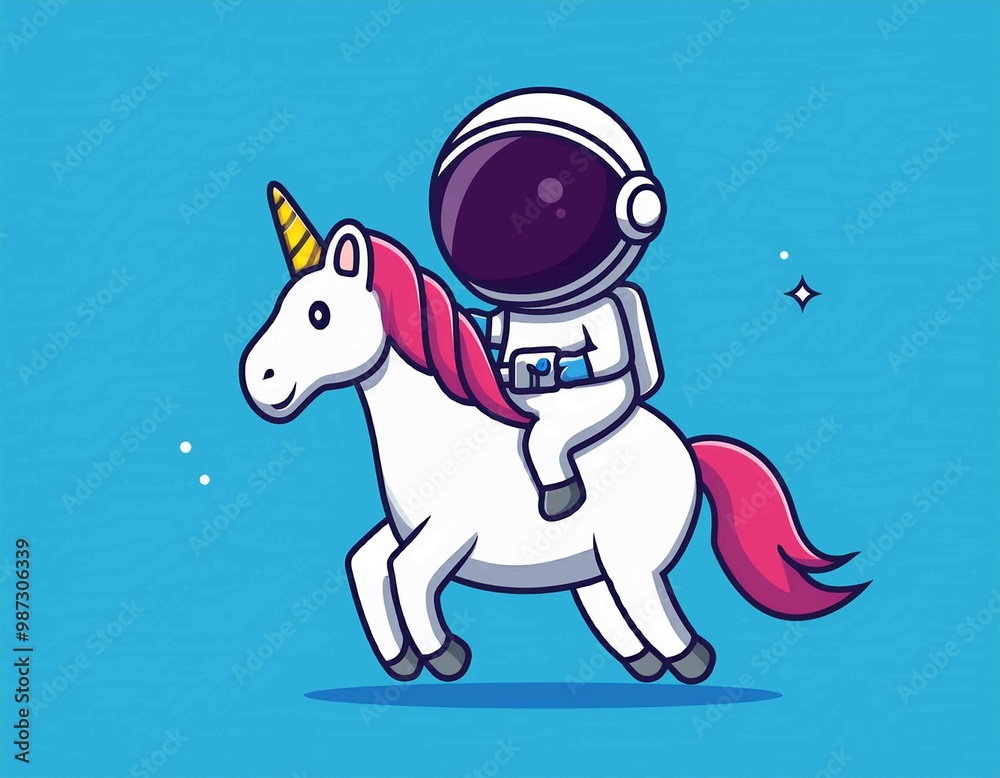 Astronaut Riding Unicorn Cartoon Vector Astronaut Riding Unicorn Cartoon Vector