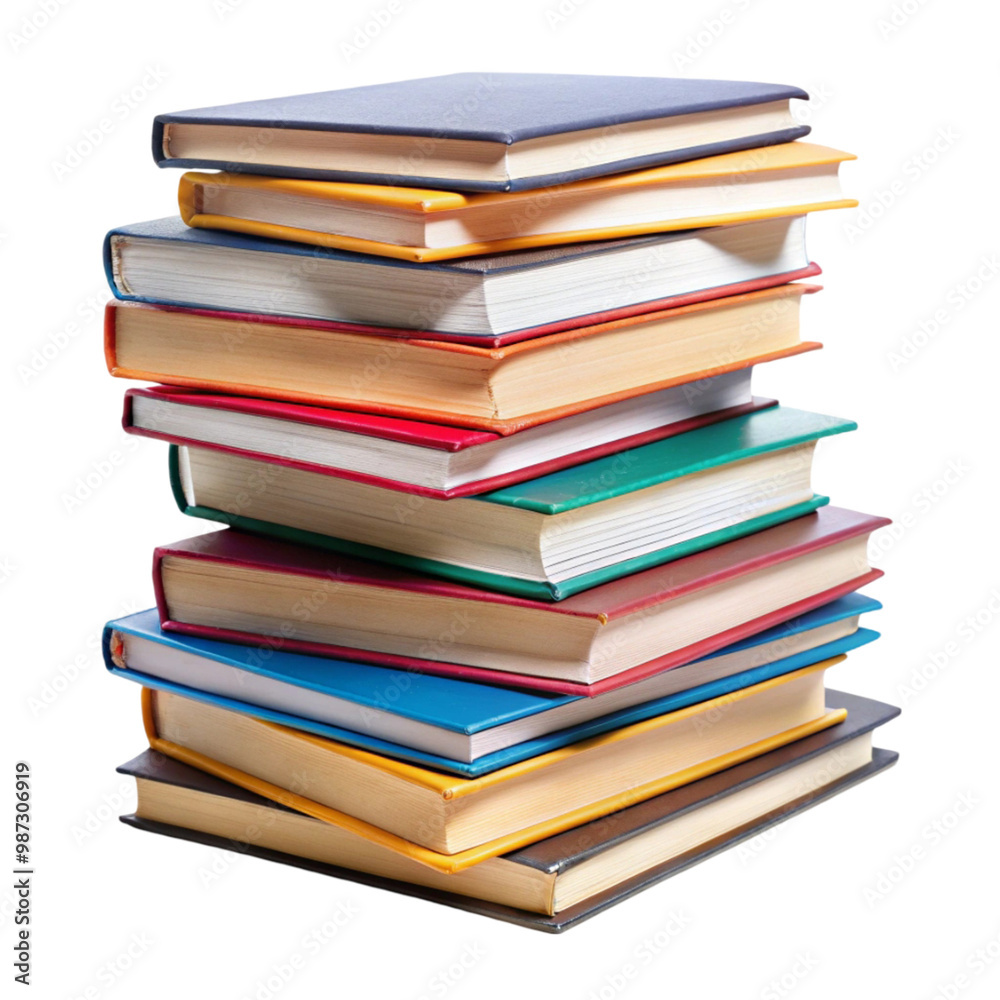 Pile of student books isolated on transparent background Pile of student books isolated on transparent background
