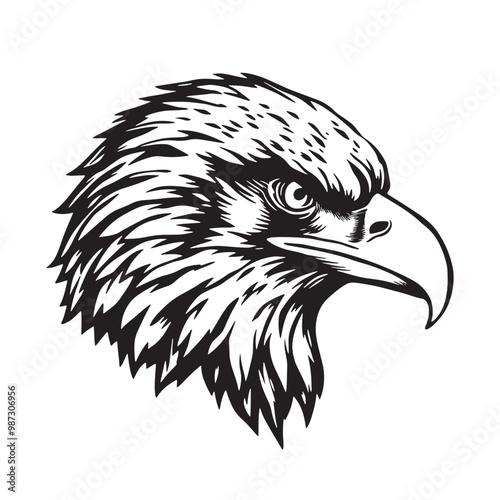 Eagle head vector illustration for tattoo or t-shirt design isolated on white background.