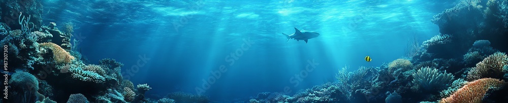 underwater scene with fishes, high res banner with copy space underwater scene with fishes, high res banner with copy space