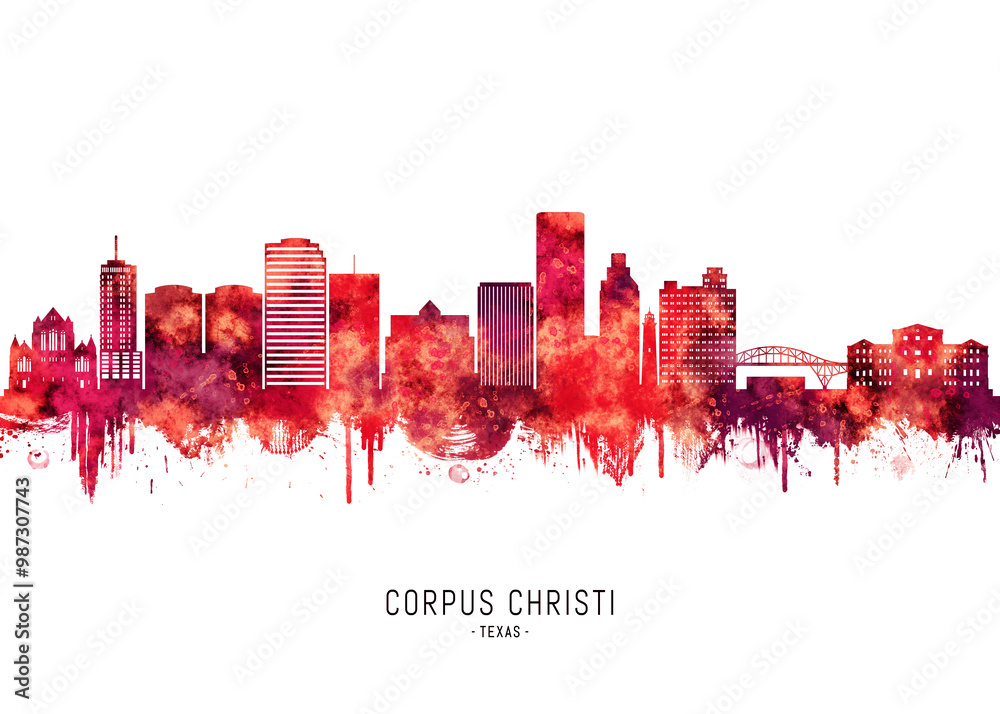Corpus Christi Texas Skyline Red Corpus Christi Texas Skyline Red