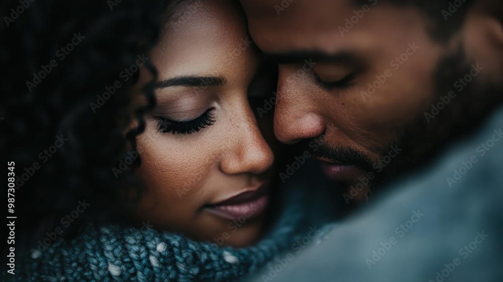 A close-up of a couple cherishing a tender moment, eyes closed, showcasing deep love and emotional intimacy set against a softly focused background. A close-up of a couple cherishing a tender moment, eyes closed, showcasing deep love and emotional intimacy set against a softly focused background.